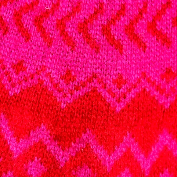 EUC Ann Taylor Fair Isle Wool Turtleneck Sweater Red Fuchsia Size Small Petite - Picture 9 of 12